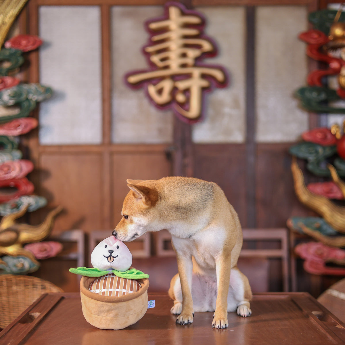 Woof² | Chinese Birthday Peach Bun 3-in-1 Nosework Soft Plush Pet Toy - Woof² HK